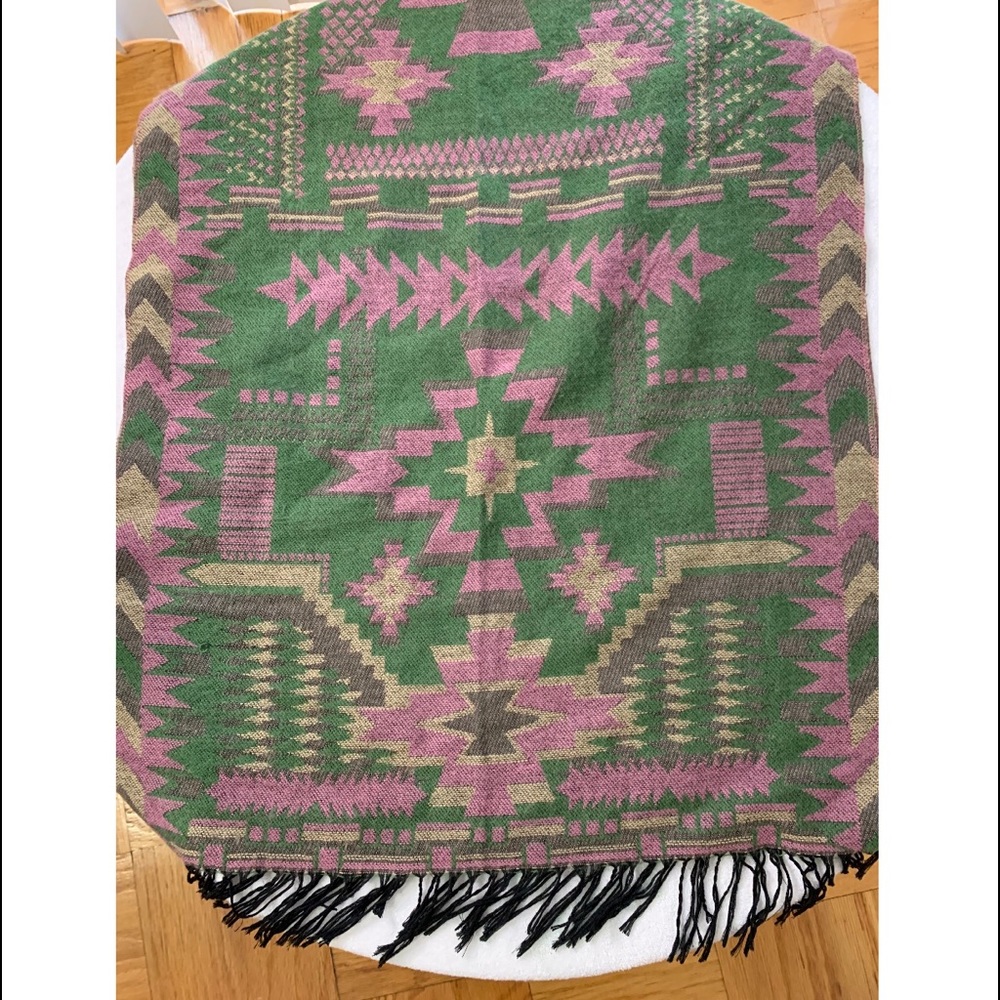 Pink and Green Scarf with Fringe🧣